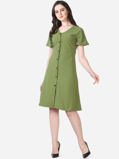 

Smarty Pants Women Green Solid Fit and Flare Dress