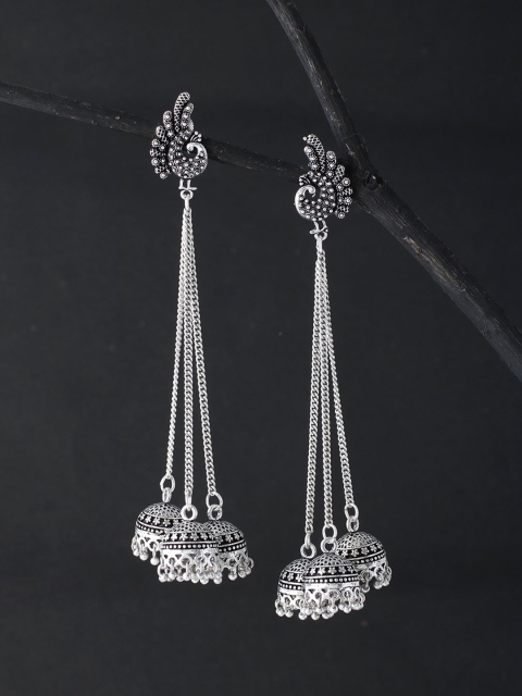 

Silvermerc Designs Silver-Toned Dome Shaped Drop Earrings
