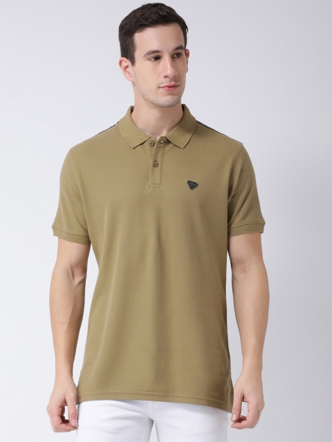 

Club York Men Olive Brown Solid Polo Collar T-shirt