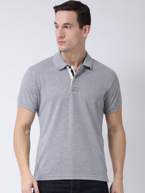 

Club York Men Grey Solid Polo Collar T-shirt