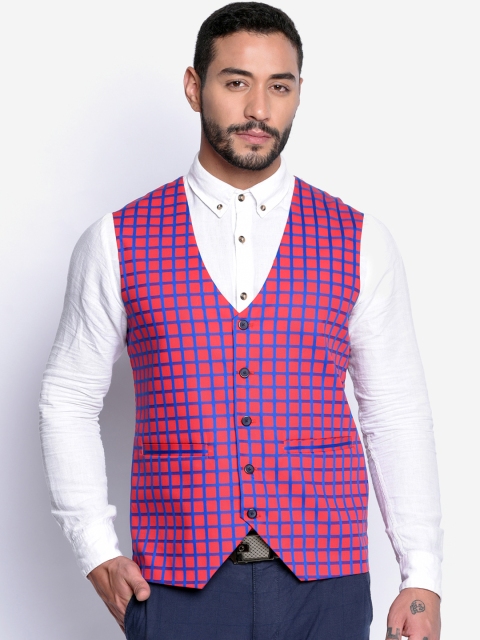 

Blacksmith Men Red & Blue Checked Waistcoat