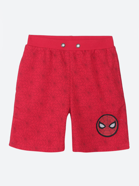 

Kids Ville Boys Red & Black Regular Fit Spiderman Printed Shorts