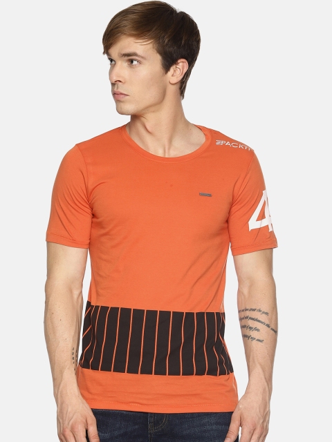 

IMPACKT Men Orange Printed Round Neck T-shirt