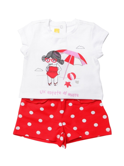 

Chicco Girls White & Red Printed T-shirt with Shorts