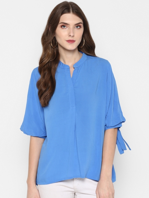 

MIAMINX Women Blue Solid Shirt Style Top