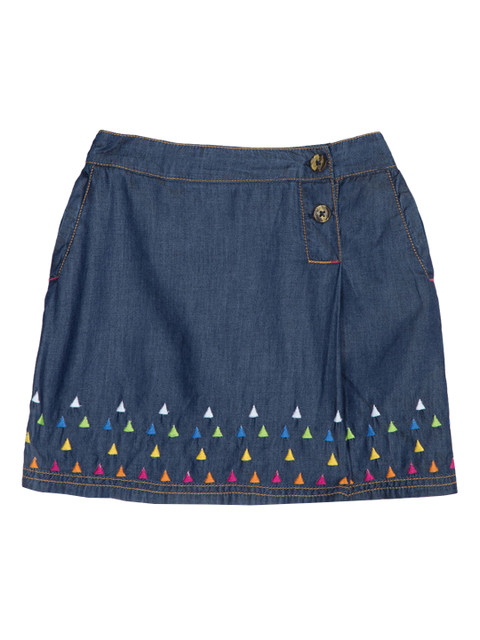 

Blue Giraffe Girls Blue Geometric Embroidered A-Line Skirt