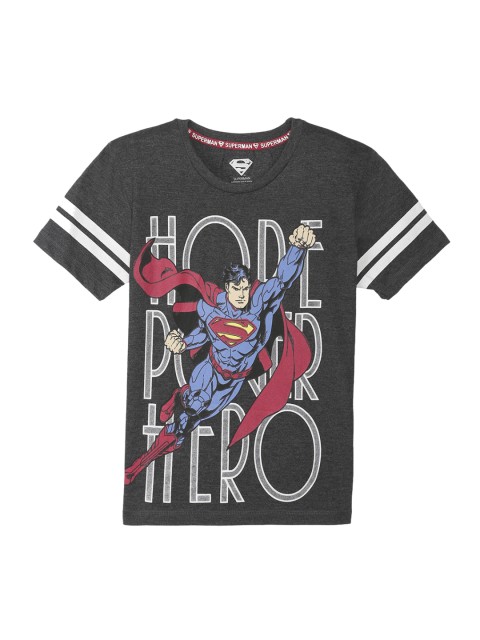 

Kids Ville Boys Grey Superman Printed Round Neck T-shirt