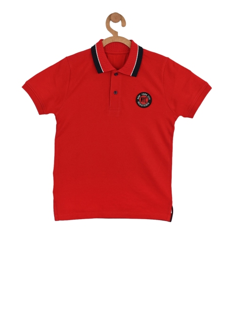 

Stupid Cupid Boys Red Solid Polo Collar T-shirt