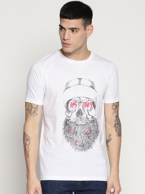 

IMPACKT Men White & Black Printed Round Neck T-shirt