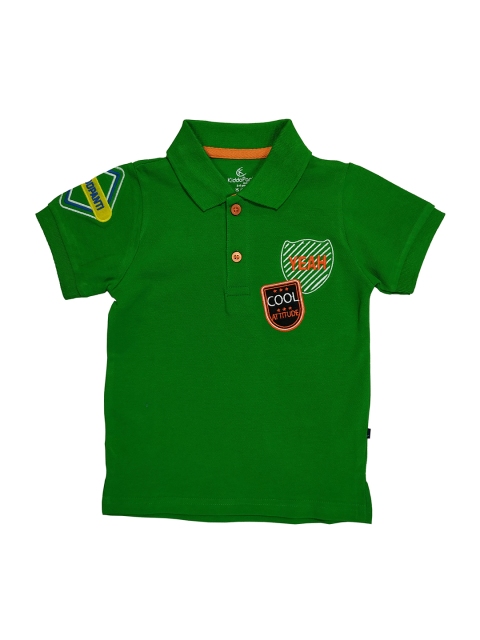 

KiddoPanti Boys Green Solid Polo Collar T-shirt