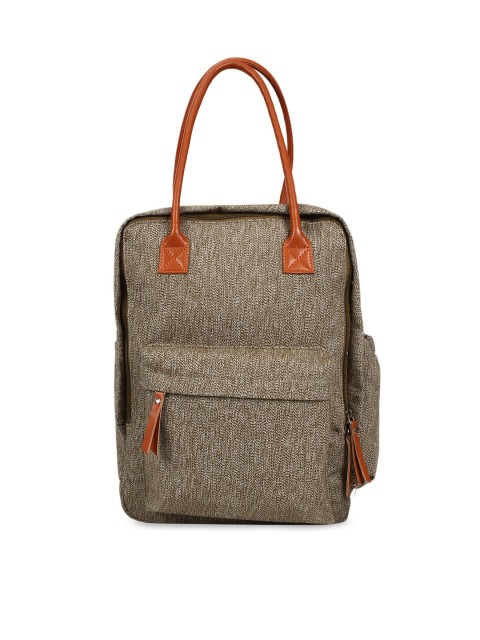 

Anekaant Women Khaki & Tan Textured Backpack