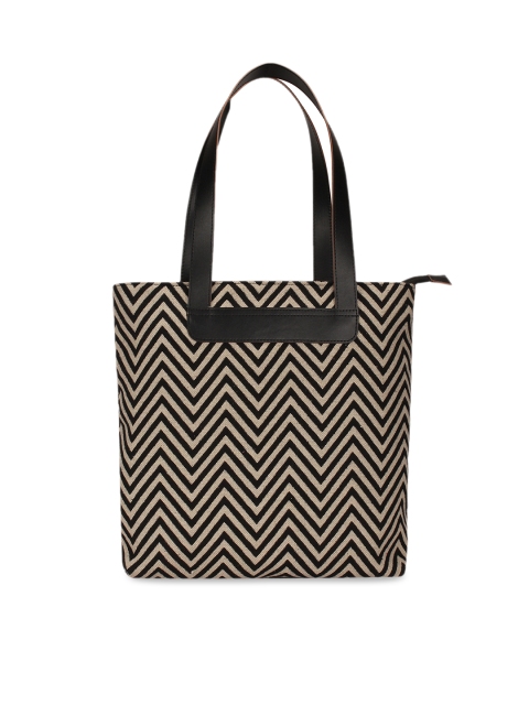 

Anekaant Beige & Black Self Design Shoulder Bag