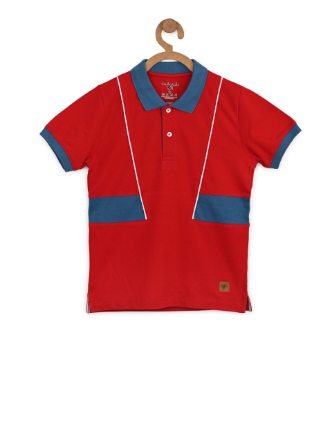 

Stupid Cupid Boys Red & Blue Colourblocked Polo Collar T-shirt