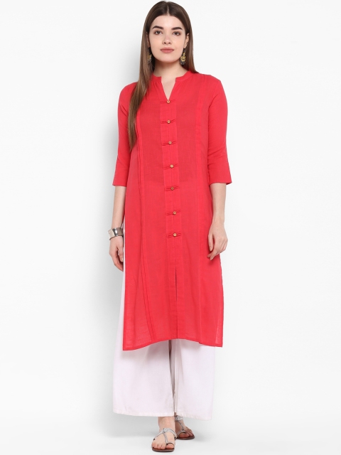

ETHNIC STREET Women Red Solid Straight Kurta