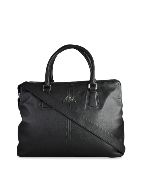 

ILEX Black Solid Leather Handheld Bag
