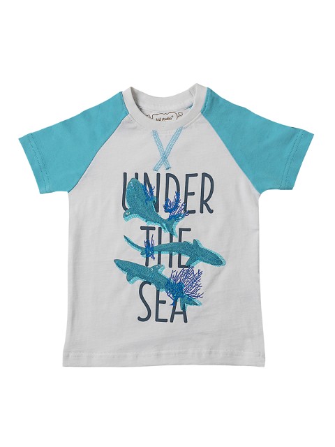 

Kid Studio Boys White Printed Round Neck T-shirt