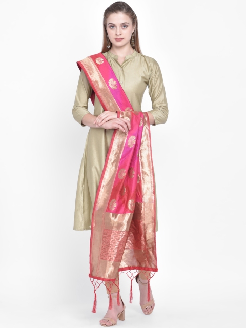 

Dupatta Bazaar Pink Woven Design Banarasi Dupatta
