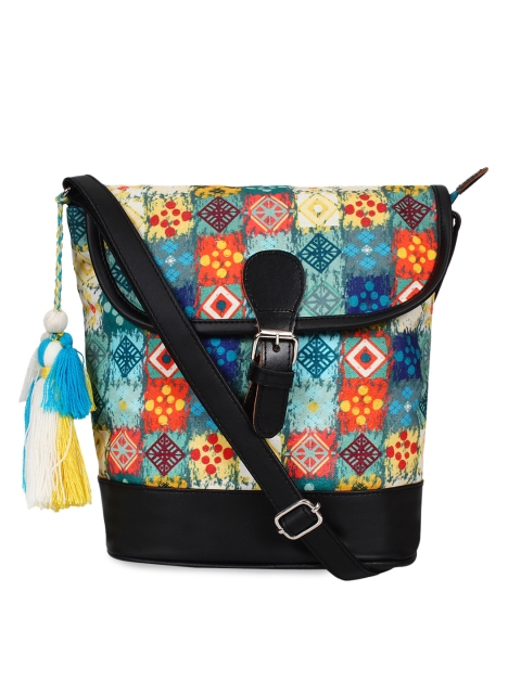 

Anekaant Black & Blue Printed Sling Bag