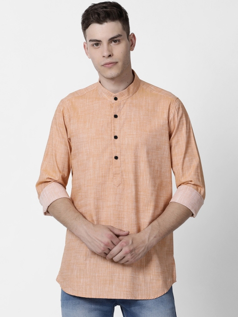 

Cross Court Men Orange Solid Straight Kurta