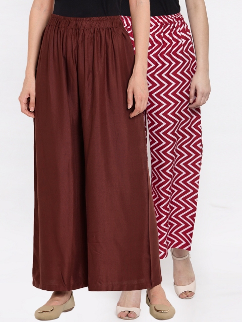 

TAG 7 Women Set of 2 Wide Leg Palazzos, Red