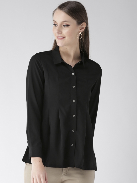 

Xpose Women Black Classic Regular Fit Solid Casual Shirt