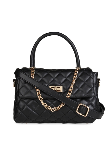 

Addons Women Black Quilted Satchel Bag