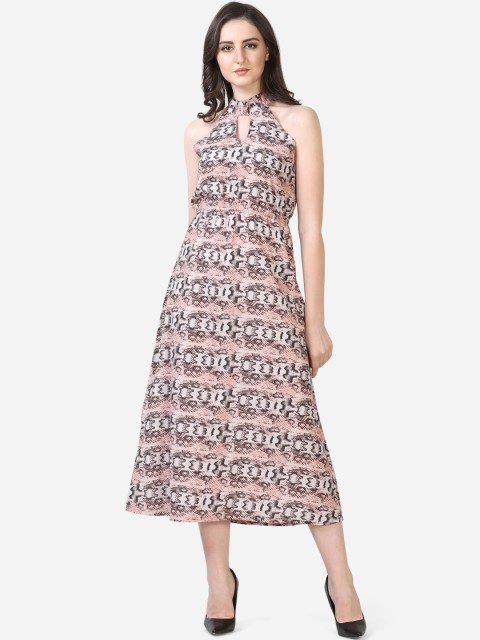 

Smarty Pants Women Pink & Black Printed A-Line Dress