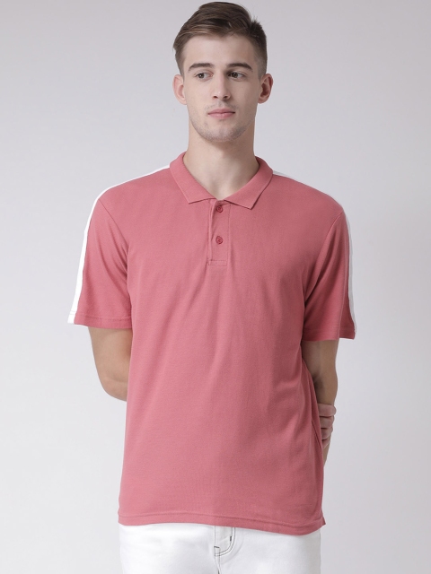 

REALM Men Pink Solid Polo Collar T-shirt