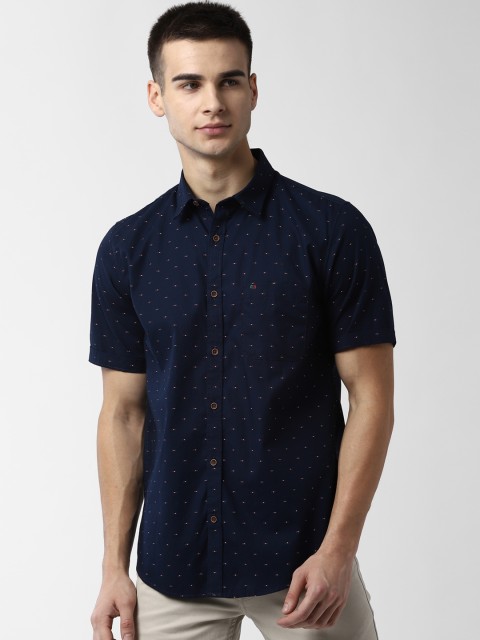

Peter England Casuals Men Navy Blue Slim Fit Printed Casual Shirt