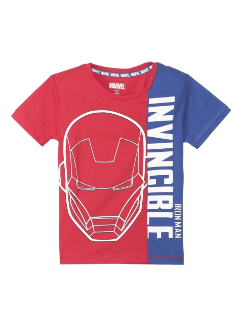 Kids Ville Boys Red & Blue Iron ManPrinted T-shirt