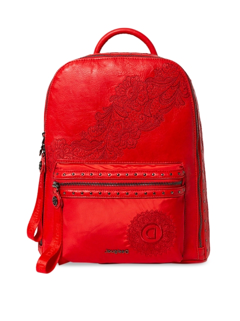 

Desigual Women Red Embroidered Backpack