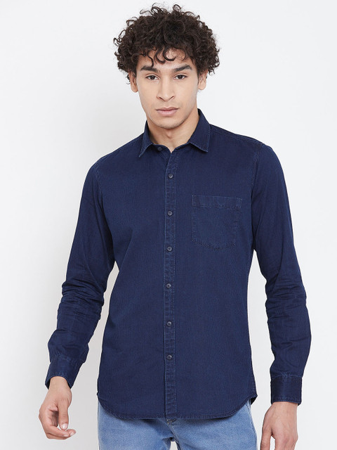 

METTLE Men Blue Regular Fit Solid Casual Shirt