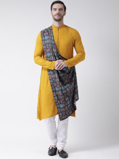 DEYANN Men Yellow Solid Straight Kurta