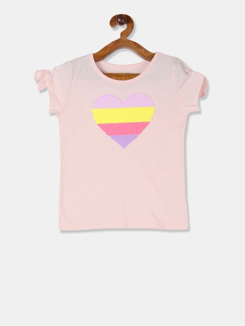 

The Childrens Place Girls Peach-Coloured Embellished Top