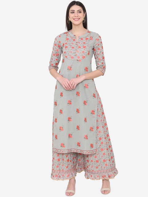 

Laabha Women Grey Printed Kurta with Palazzos