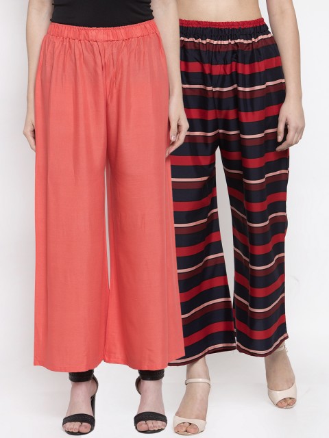 

TAG 7 Women Pack of 2 Wide Leg Palazzos, Red