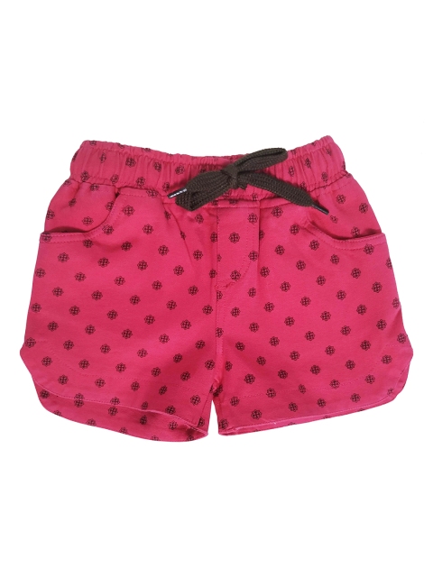 

KiddoPanti Girls Pink Printed Regular Fit Regular Shorts