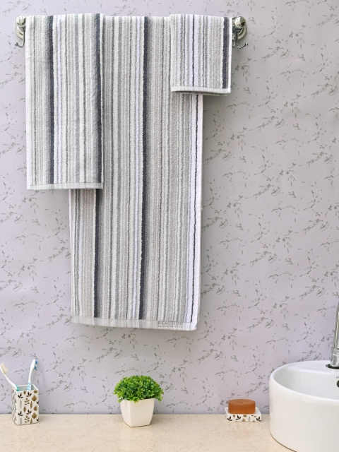 

Avira Home Unisex Pack of 6 Grey & White Pastel Striped 550GSM Towels