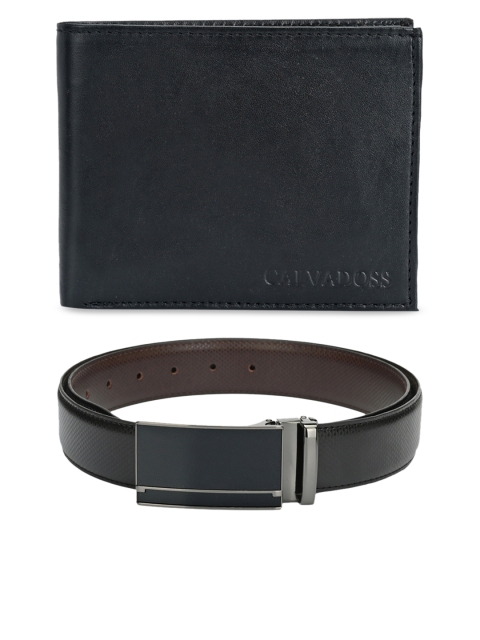

Calvadoss Men Black Premium Belt & Wallet Gift Set