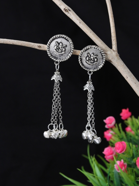 

Silvermerc Designs Silver-Toned Oval Drop Earrings