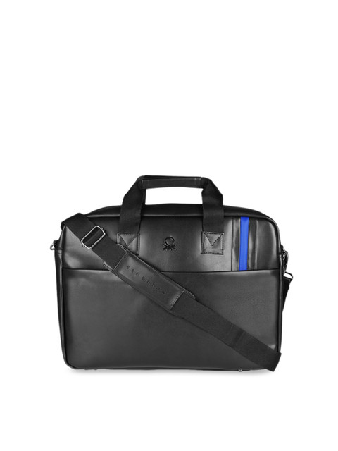 

United Colors of Benetton Unisex Black Solid Laptop Bag