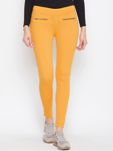 

Tulsattva Women Mustard Yellow Solid Slim-Fit Yoga Jeggings
