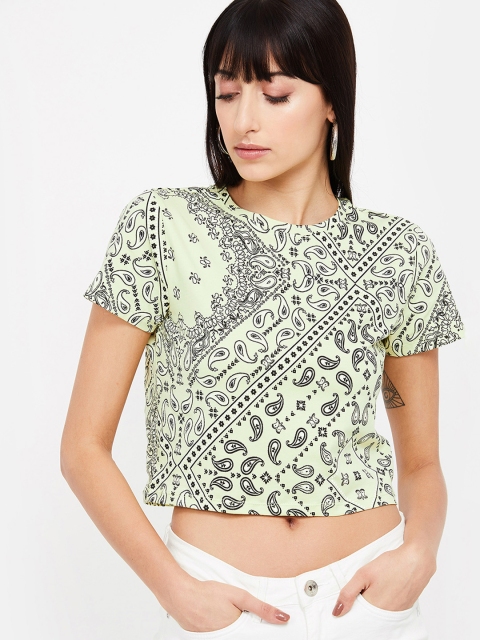 

Ginger by Lifestyle Women Green Printed Pure Cotton Top