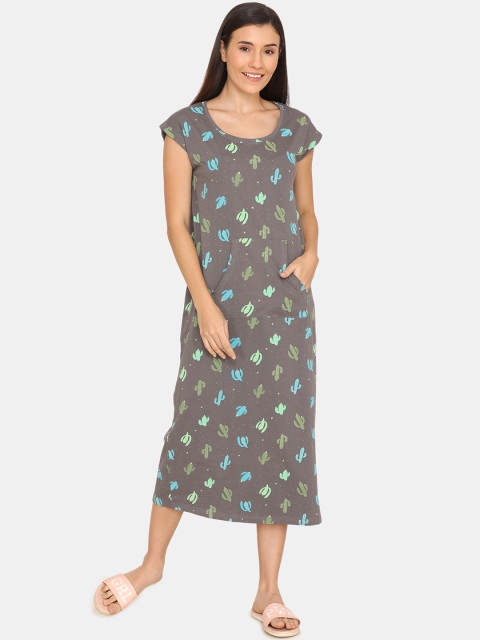 

Zivame Grey Printed Nightdress