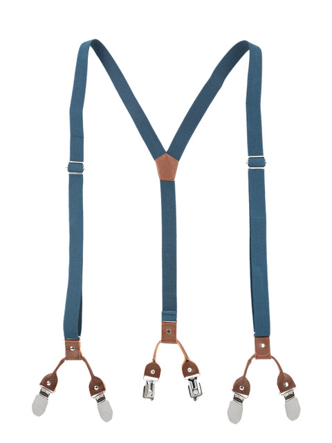 

The Tie Hub Men Teal Blue Solid Y Back Slim Suspender