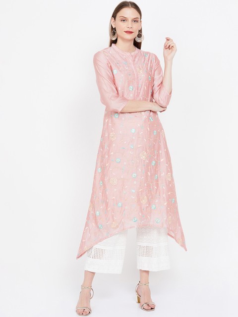 

Melange by Lifestyle Women Pink Embroidered A-Line Kurta