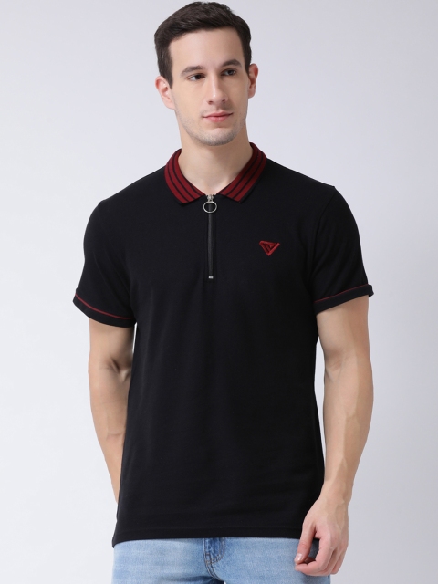 

Club York Men Black Solid Polo Collar T-shirt