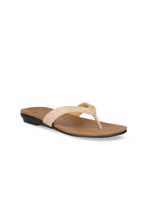 

SOLES Women Rose Gold Embellished Open Toe Flats
