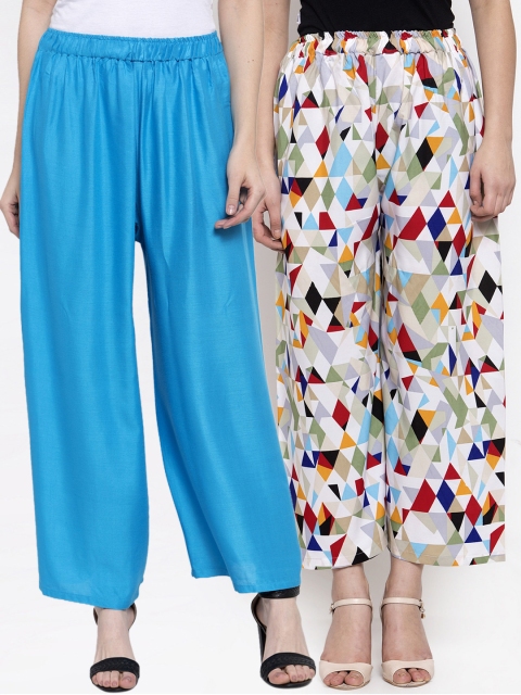 

TAG 7 Women Pack of 2 Wide Leg Palazzos, White