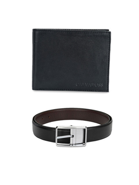 

Calvadoss Men Black & Brown Premium Belt & Wallet Accessory Gift Set